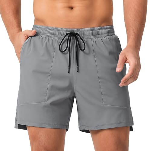 Suwangi Sportshorts för män träningsshorts gym löpning snabbtorkande med fickor