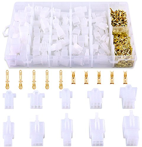 Glarks 580Pcs 2.8mm Pitch 2 3 4 6 9 Pin Wire Connectors Housing Terminal, Male & Female Plug Housing and Pin Header Crimp Wire Terminals Connector Assortment Kit for Motorcycle, Bike, Car, Boats