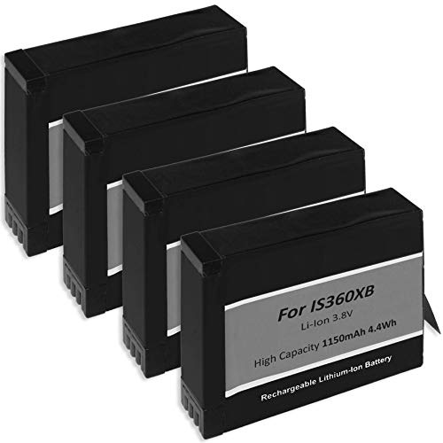 4X Akku kompatibel zu CINOXBT(/A) für Insta360 One X 360 Action Cam [Li-Ion / 1150mAh / 3.8V]