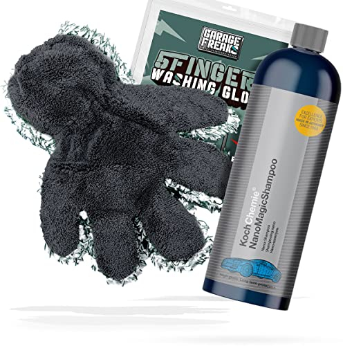 Autowäsche Bundle - Autoshampoo Koch Chemie NanoMagic Shampoo 0,75L + Garage Freaks 5 Fingers Washing Glove - Autopflege Set mit Fünf Finger Waschhandschuh und Auto Shampoo