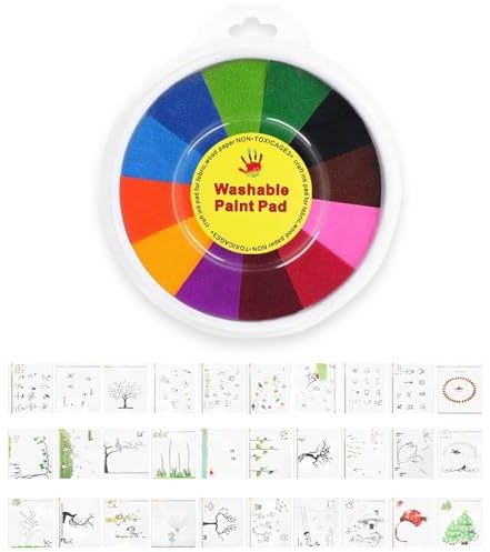 Kaizuca Pintura de Dedos Para Niños, Almohadilla de Tinta de 13 Colores Para Huellas Dactilares Para Niños, Tinta Lavable No Tóxica, Viene con 30 Tarjetas Para Dibujar con Los Dedos, Para Pintura DIY