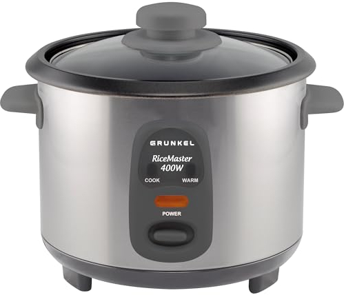 Grunkel - Arrocera y Vaporera RC- 06L Funciona para Cocinar arroz, Olla 0,6L Antiadherente extraíble incluye Tapa y Cuchara. 300 W