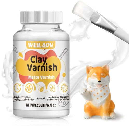 WEILAOK 200ml Clay Glaze for Air Drying Clay, Air Dry Clay Glaze, Clear Varnish for Craft, Acrylic Varnish for Sealing, Waterproofing, Gloss Glazing