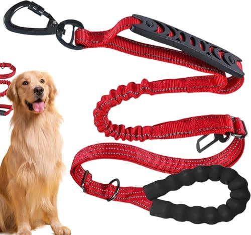 Guinzaglio da jogging per cani, a mani libere per cani, con impugnatura morbida per jogging, corsa, escursionismo, cintura per cani di grossa taglia fino a 50 kg (per 1 cane)