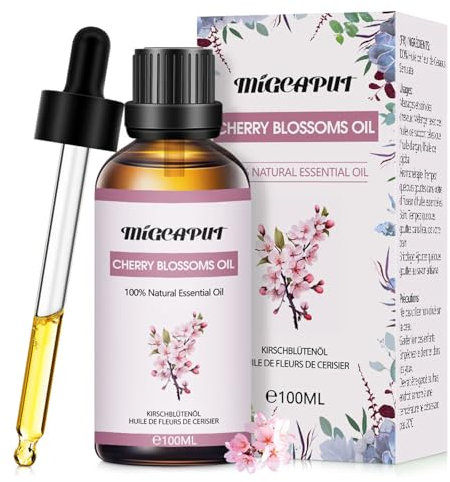 MIGCAPUT Aceite Esencial de Flores de Cerezo 100ML, 100% Natural Aceites Esenciales de Aromaterapia para Humidificador Difusor, SPA, Masaje, Dormir, Jabón Artesanal
