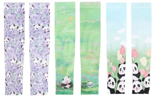 3 Pairs Arm Sleeves for Boys Girls UPF50+ UV Protection Sun Sleeves Sport Cooling Compression Sleeves with Thumb Hole, Style 2