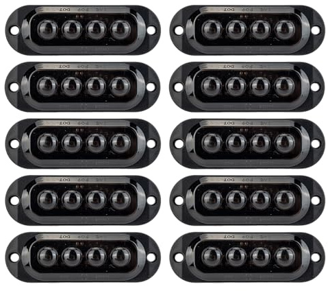 Krtopo 10PCS 4 LED Side Marker Lights 12-24V LED Side Indicator Trailer Corner Position Lamps 3000k Warning Light Universal Waterproof for Truck RV Caravan Lorry Car Bus (Amber, 86mm*28mm*10mm)