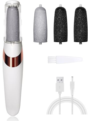 UQQU Electric Foot File, 4in1 Electric Callus Removers for Feet, Rechargeable Electric Foot Callus Remover Pedicure Kits, Removes Dry Skin for Smoother Feet, Foot Care for Dead Skin - White