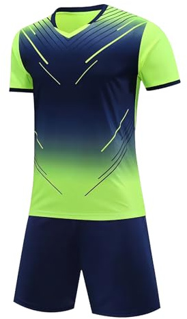 Hoseay Maglia da Calcio Ragazzi, Asciugatura Rapida Set di Maglietta e Pantaloncini 2 Pezzi, Traspirante Tuta Calcio, Leggero Abbigliamento Sportivo Basket per Bambini 9-10 Anni, Verde
