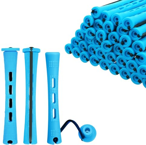 flintronic 60 pezzi Bigodini Permanente, 0.35 pollici Bigodini per Capelli, con Elastico in Gomma Antiscivolo in Plastica, per Capelli Naturali Lunghi e Corti