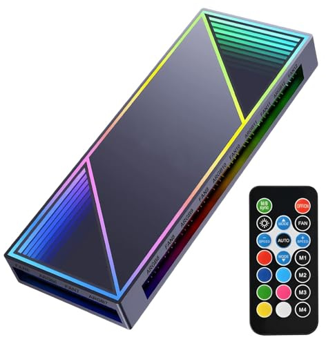 ARGB Magnetic Fan Hub with Controller Remote,2-in-1 12-Port 4-Pin PWM Fan Connector 12 x 5V 3-Pin ARGB Headers Infinity Mirror Design Adjustable Speed Magnetic Mount Base SATA Power for Custom RGB PC