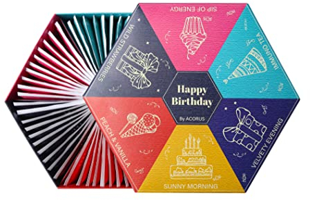 ACORUS | Birthday Gift Tea Set | Natural Fruit and Herbal Tea Gift Set of 6 Flavoured Teas in the Beautiful Tea Box | Thoughtful Birthday Present | Tea Selection Box | 60 Herbal and Fruit Tea Bags