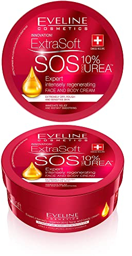 Eveline Cosmetics Extra Soft SOS 10% Urea Crema Rigenerante Intensiva Viso & Corpo con bioHYALURON PLUS COMPLEX, 175 ML