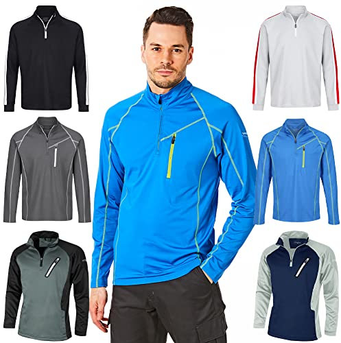 Under Par UPMID1721 Mens Zip Neck Sweater Jumper Breathable Moisture Wicking Golf Mid Layer Top, Marine/Lime, L