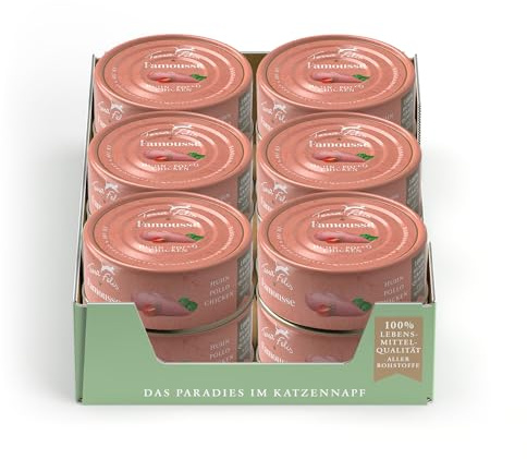 Terra Felis Pollo - Famousse Cibo umido, 12x80g I Cibo per gatti premium con materie prime di qualità alimentare al 100% I Prodotto in Germania | Senza zucchero e senza cereali I Alimento completo