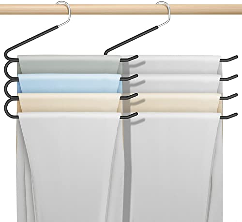 Hosenbügel für Jeans, Hosenbügel, Edelstahl, rutschfest, platzsparend, für Krawatten, Schals, Jeans, Handtücher, Kleidung (3 Stück), Schwarz