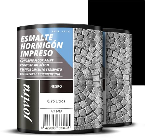 JOVIRA PINTURAS Smalto per cemento stampato, Resina per il ripristino di pavimenti in cemento, (2x750 ml, Nero) A-4-2