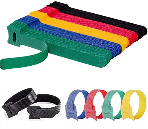 100 pcs Scratch Serre Cable Bande,Attache Câble,Sangle Réutilisable Câble Management Facile à Couper pour Attacher Les Câbles,Fils PC,Fils Électriques,couleur,150mmx12.5mm