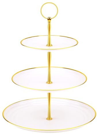 PinCute Cupcake Stand Holder - 3 Tier Cup Cake Dessert Tower, Plastic Tiered Serving Tray&Metal Rod for Birthday Party, Baby Shower and More