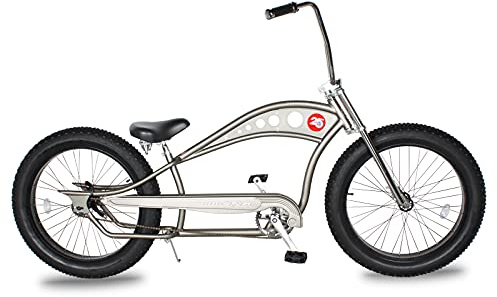 MICARGI Vancouver GT 26 Stretch Chopper Cruiser Fat Tire Single-Speed Stainless Steel Spokes Triple Tree Fork Beach Cruiser Bike for Adult (Matte Grey)