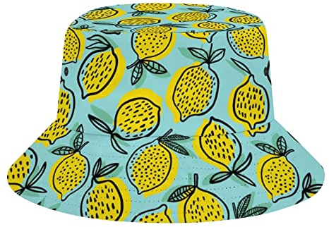 Buytruew Chapeau cloche citron pour homme et femme, chapeau de pêche amusant, chapeau de pêcheur de soleil pliable pour l'extérieur, Noir , taille unique