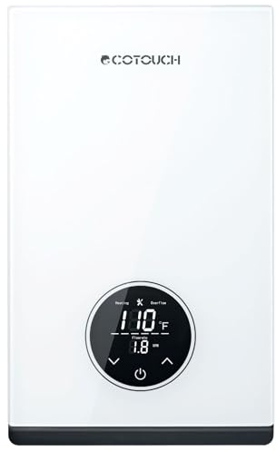 Tankless Hot Water Heater Electric, ECOTOUCH 8kW 240V Instant Water Heater Under Sink Point of Use Water Heaters on Demand with Self Modulating Technology ETL Certificated ECO80S White