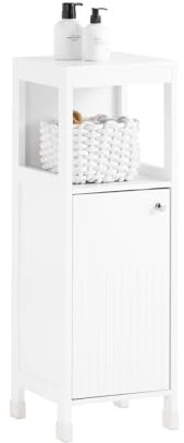 SoBuy Meuble Salle de Bain sous Lavabo, 30x30x89 cm, Meuble de Rangement Armoire WC Blanc, Design Slim, Idéal pour Petites Salles de Bain BZR186-W