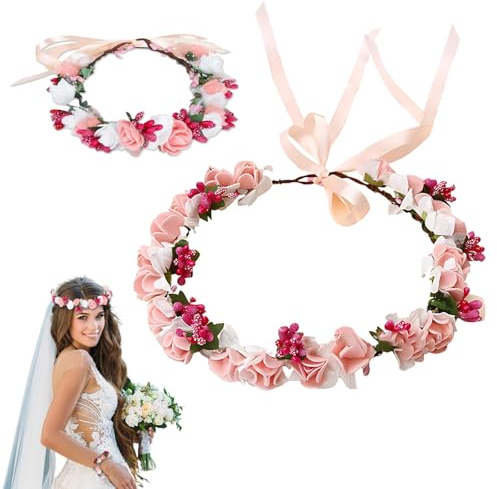 Corona de Flores para Niña - Diadema de Comunión Elegante y Diadema Floral para Ceremonias, Compatible con Corona de Pelo de Comunión y Flor Flamenca de Pelo