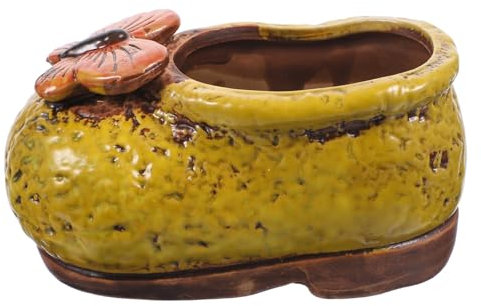 Abaodam 1Pc Hand Painted Ceramic Boot Flower Planter Unique Shoe Shaped Succulent Pot for Gardening Breathable Design for Plant Health