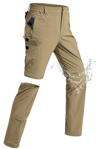 xtuwkzo Pantalones Senderismo Hombres Cremallera Desmontable Cargo Short Verano Corto Impermeable Funcional Short Hombre con Bolsillos Stretch Ocio Trekking Pants Kaki M