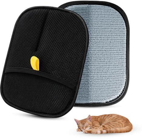 NiceBest Guantes Quita Pelos Gato 2 Piezas, Manopla Quita Pelos Mascota, Guantes Electricos Estaticos para Pelo, Guante Removedor Pelo Mascotas para Ropa, Sofás, Alfombras (Amarillo, 24x18cm)