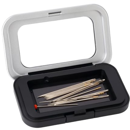 Magnetic Needle Holder Case, Strong Sewing Pin Storage Organizer Box with Clear Lid Secure & Portable Needle Keeper for Sewing Quilting Crafts Bobby Pins Paper Clips (Black)