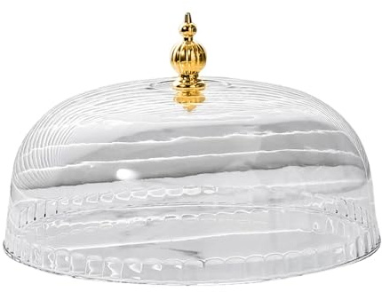 perfk Cloche à Gâteau Transparente, Couvercle pour Plat de Service, Cloche à Gâteau Multifonctionnelle, Cloche Alimentaire pour Anniversaires, Maison, Cuisi, 25 cm