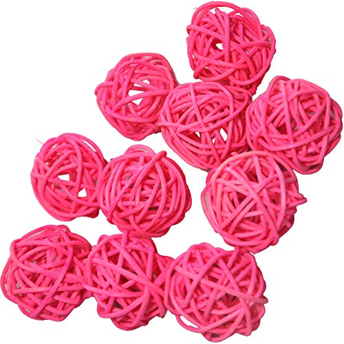 10 Stück Natur Wicker Rattan Kugeln Tischschmuck Hochzeit Party zum Aufhängen Wobble Ball Weihnachten Deko 4cm Rosa