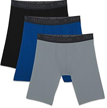 Fruit of the Loom mens Breathable Cotton Boxer Briefs (Regular & Big Man) Underwear, Long Leg - Micro Mesh 3 Pack Assorted, X-Large US