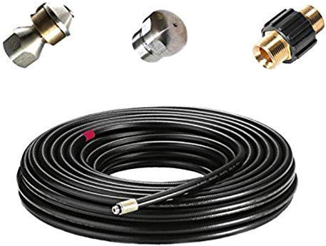 Manguera para limpieza de tuberías (25 m, 4 piezas, para Kärcher Kränzle Professional HD HDS 63900290 y 57630400, conector 1/8, rosca exterior M22 x 1,5 IG) 10metros