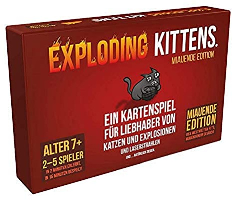 Asmodee | Exploding Kittens – Miauende Edition | Grundspiel | Partyspiel | Kartenspiel | 2-5 Spieler | Ab 7+ Jahren | 15+ Minuten Spielzeit | Deutsch