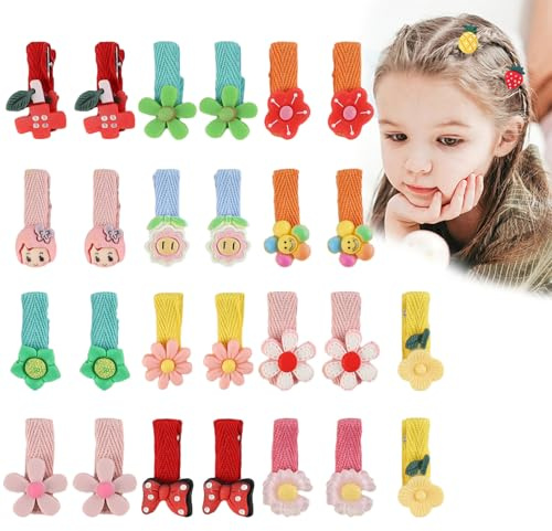RoxNvm Barrettes à cheveux mignons, Ensemble de pinces à cheveux pour bébé, Épingle à cheveux de style de couleur multiple de 26 PCS pour le cadeau danniversaire denfants(Style de fleur)