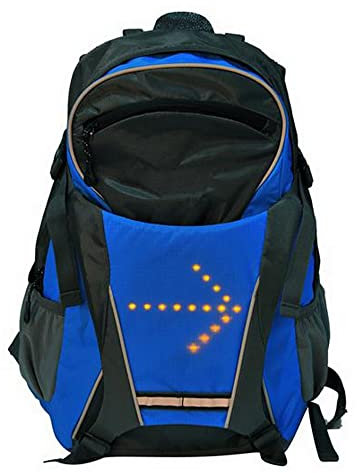 LEDWARNING Sac à Dos 18L à 48 LEDs réfléchissant avec Signalisation de Direction pour Vélo et Trottinette. Télécommande et USB Rechargeable. Vendeur et Stock en France (Bleu/gris)