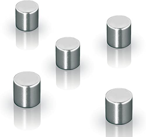 SIGEL BA700 Neodym-Magnete Zylinder silber, Ø 1x1 cm, 5er-Set SuperDym, für Glas-Magnettafeln und Glas-Whiteboards