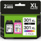 Firstoner 301XL Ink Cartridges Combo Pack, 301 Black and Colour Remanufactured for HP 301 Ink Cartridges for Deskjet 1514 2542 2540 3050a Envy 5530 4500 4535 5532 Officejet 2621 4632