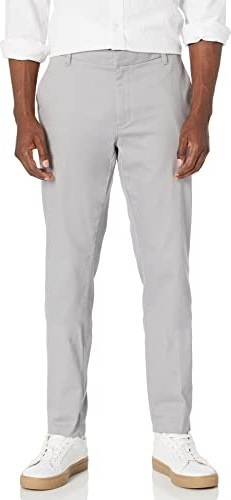 Amazon Essentials Men's Slim-Fit Wrinkle-Resistant Flat-Front Stretch Chino Pant, Grey, 33W x 32L