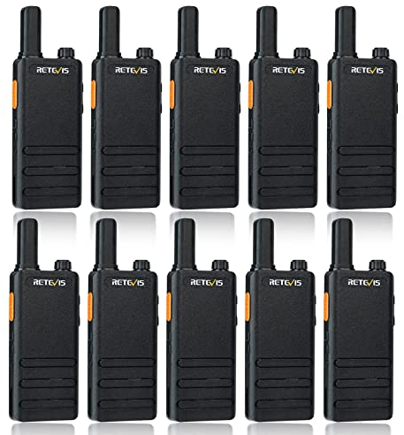 Retevis RT622P Funkgerät Set, Profi Walkie Talkie Wiederaufladbar 1620mAh USB-C, PMR446 VOX, Notfallalarm, Tragbares Funkgerät für Erwachsene Hotel, Sicherheit (10 Stück, Schwarz)