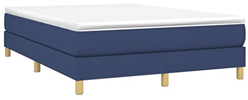 vidaXL Boxspring-sängram blå 140x190 cm tyg, dubbelsäng, säng, säng ram, dubbelsängar, sängar, säng ramar, resårmadrass, resårmadrasser, pocketersårmadrass