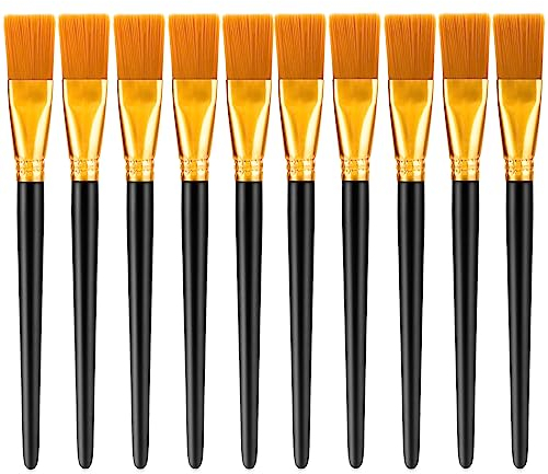 Giantree Set di 10 pennelli a colori piatti, 1 pollice di larghezza nylon piatto testa pennello acquerello pennello pittura ad olio pennello per artisti dilettanti gouache & pittura acrilica