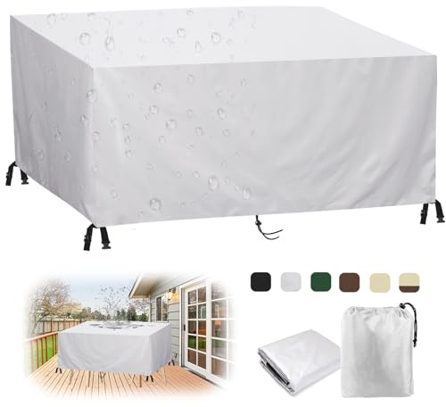Coperture per Mobili da Giardino, Copertura Tavolo Esterno Impermeabile Resistenza ai Raggi UV Antivento 420D Oxford Copertura Protettive-Silver||20x20x20cm/8x8x8in