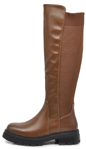 IF Fashion Bottes Chaussures Femme Tissu Stretch Mollet Élastique G663, 670 Camel, 40 EU