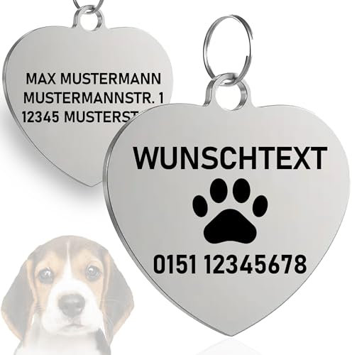 Personalisierte Hundemarke mit Gravur | Namensanhänger für Hunde und Katzen | Edelstahl Dog Tag | Hundehalsband mit Namen | Symbolauswahl | 38x33x1MM| Wetterfest & Robust | MADE IN GERMANY
