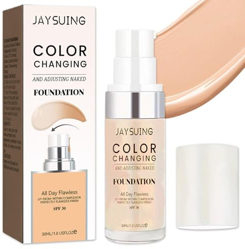 Foundation Color Changing, Farbwechselnde Foundation Für Reife Haut,Makellose Foundation Make Up,Wasserfeste Mature Skin Foundation, Feuchtigkeitsspendende Color Changing Foundation,Light Long Lasting