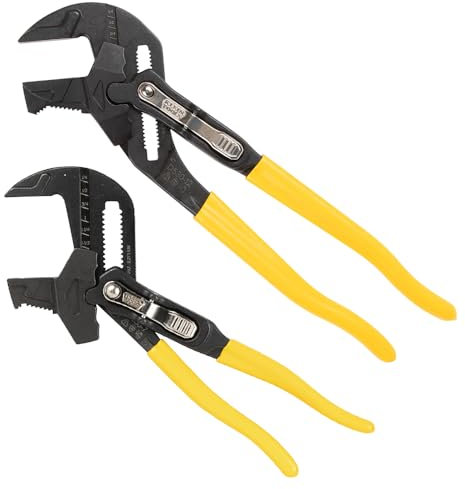 Klein Tools D53002KIT Plier Wrench Set, 2-Piece High-Leverage Pliers with Adjustable, Reversible Jaw, Smooth and Knurled Teeth, 7-Inch and 10-Inch